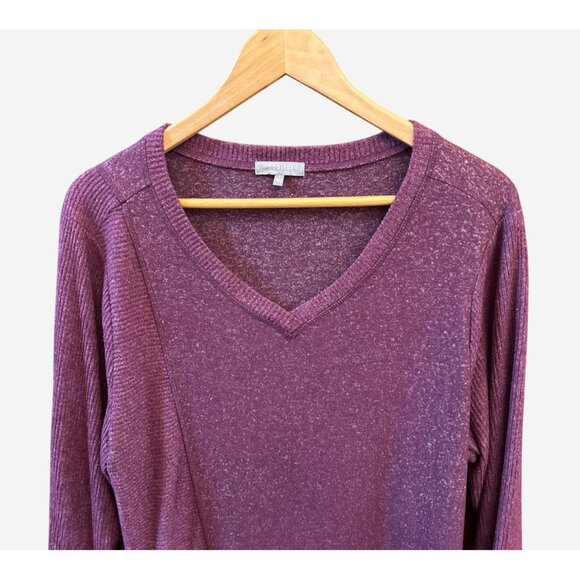 Habitat Womens V-Neck Purple Long Sleeve Top Large Relaxed Fit Fallcore Pullover - Picture 2 of 6